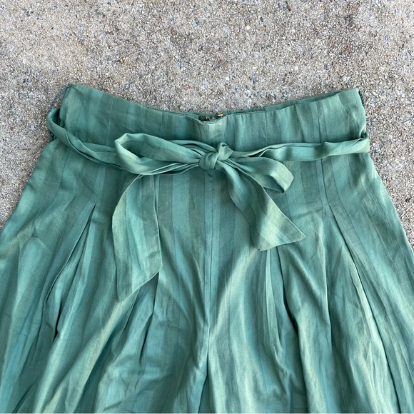 TULAROSA Revolve Kade Pant Green Striped Pleated Wide Leg Trousers Size Small - Picture 8 of 16
